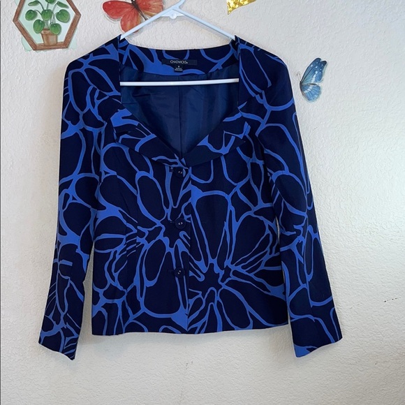 Chadwicks Blue Fitted Graphic Blouse - Picture 1 of 8